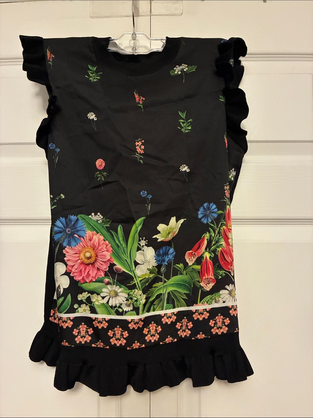 Ted Baker London Floral Front Ruffle Shoulder Knit Sweater Size 1 US 2-4